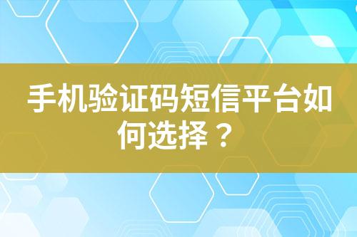 手機(jī)驗(yàn)證碼短信平臺(tái)如何選擇？